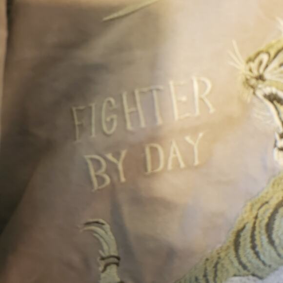 LUCKY BRAND Mens Embroidered Jacket Tiger Military Green Snap Front Pockets - Picture 4 of 16